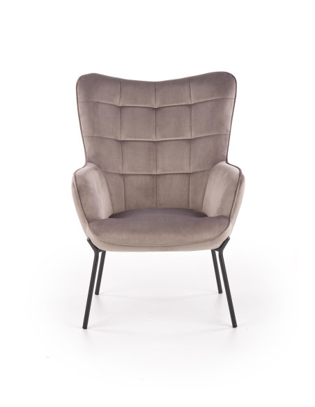 CASTEL Fotel Wypoczynkowy Pikowany Jasny Popiel Velvet - Elegancja i Komfort