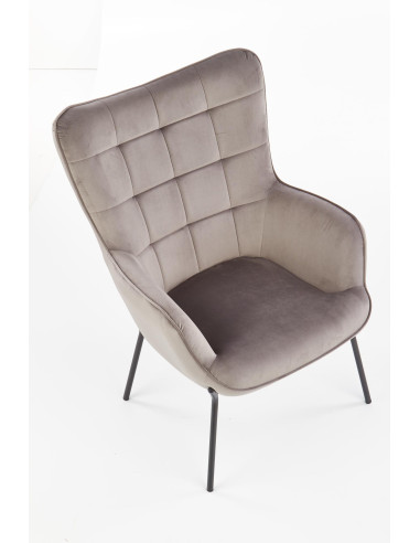 CASTEL Fotel Wypoczynkowy Pikowany Jasny Popiel Velvet - Elegancja i Komfort