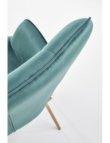 CASTEL Fotel Wypoczynkowy Pikowany Ciemnozielony | Velvet ze Złotymi Nogami