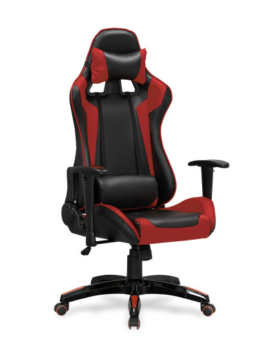 DEFENDER Fotel Gamingowy Czarno-Czerwony Eco Skóra - Regulacja Podłokietników