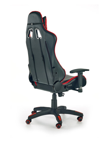 DEFENDER Fotel Gamingowy Czarno-Czerwony Eco Skóra - Regulacja Podłokietników