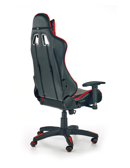 DEFENDER Fotel Gamingowy Czarno-Czerwony Eco Skóra - Regulacja Podłokietników