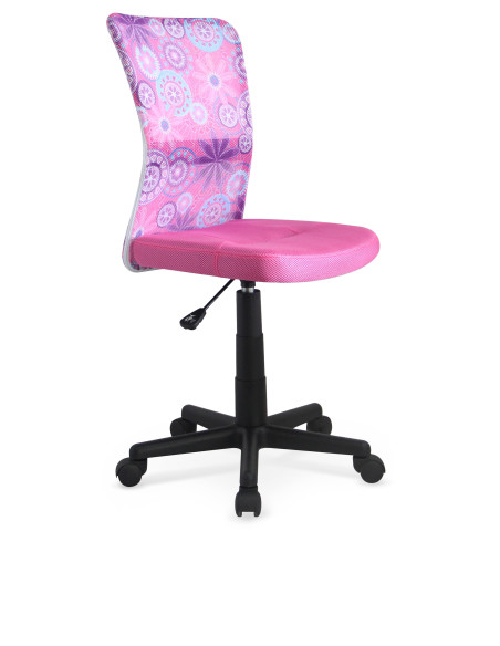 DINGO Fotel Młodzieżowy Różowy z Wzorami - Tkanina Membranowa / Siatka