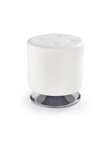 DORA Pufa fi42/42 cm na Chromowanej Podstawie | Eco Skóra Biała