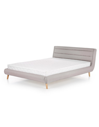 ELANDA Łóżko Drewniane Tapicerowane 160x200cm Jasny Popiel - Luksusowy Sen