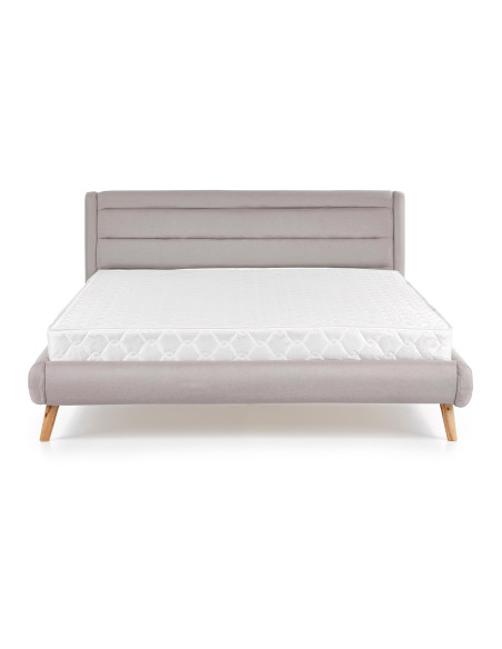 ELANDA Łóżko Drewniane Tapicerowane 160x200cm Jasny Popiel - Luksusowy Sen