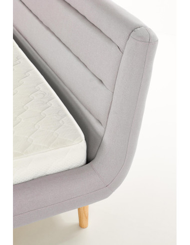 ELANDA Łóżko Drewniane Tapicerowane 160x200cm Jasny Popiel - Luksusowy Sen