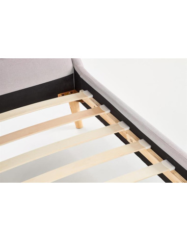 ELANDA Łóżko Drewniane Tapicerowane 160x200cm Jasny Popiel - Luksusowy Sen