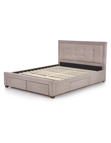 EVORA Łóżko 160x200 cm z 4 Szufladami Beżowe - Praktyczność i Elegancja