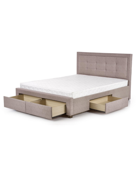 EVORA Łóżko 160x200 cm z 4 Szufladami Beżowe - Praktyczność i Elegancja