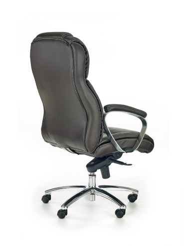 FOSTER Fotel Gabinetowy Skóra Ciemny Brąz / Chrom - Prestiż i Komfort