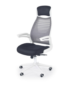 FRANKLIN Fotel Biurowy Czarno-Biało-Popielaty | Tkanina Membranowa / Siatka