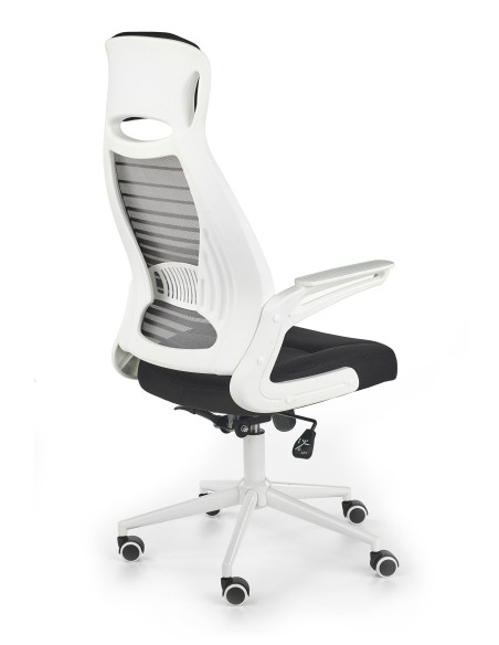 FRANKLIN Fotel Biurowy Czarno-Biało-Popielaty | Tkanina Membranowa / Siatka