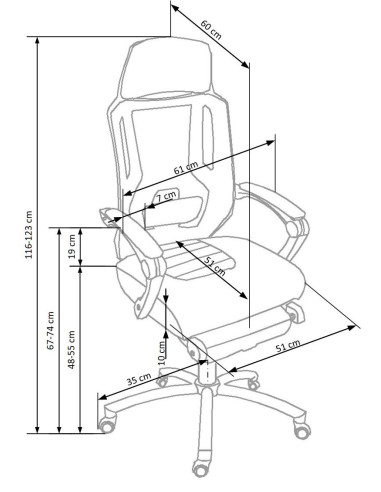 FREEMAN Fotel Biurowy z Wysuwanym Podnóżkiem Czarny-Popiel | Tk. Membranowa