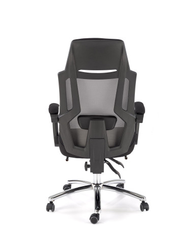 FREEMAN Fotel Biurowy z Wysuwanym Podnóżkiem Czarny-Popiel | Tk. Membranowa