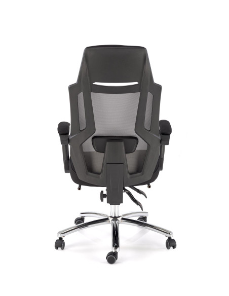 FREEMAN Fotel Biurowy z Wysuwanym Podnóżkiem Czarny-Popiel | Tk. Membranowa