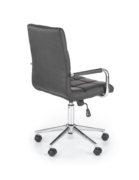 GONZO 2 Fotel Młodzieżowy Eco Skóra Pikowana Czarna / Chromowane Elementy