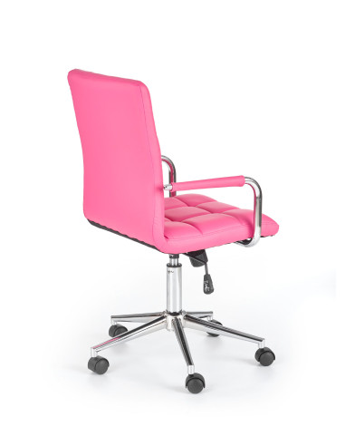 GONZO 2 Fotel Młodzieżowy Eco Skóra Pikowana Różowa / Chromowane Elementy
