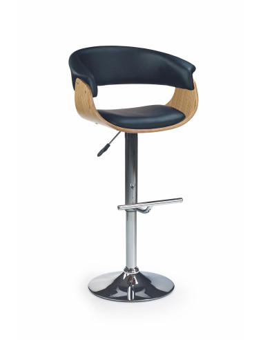 H45 Hoker Jasny Dąb/Czarny | Stal Chromowana/Eco Skóra - Komfort i Styl