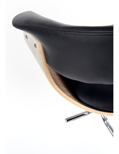 H45 Hoker Jasny Dąb/Czarny | Stal Chromowana/Eco Skóra - Komfort i Styl