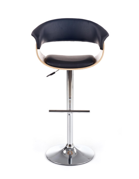 H45 Hoker Jasny Dąb/Czarny | Stal Chromowana/Eco Skóra - Komfort i Styl