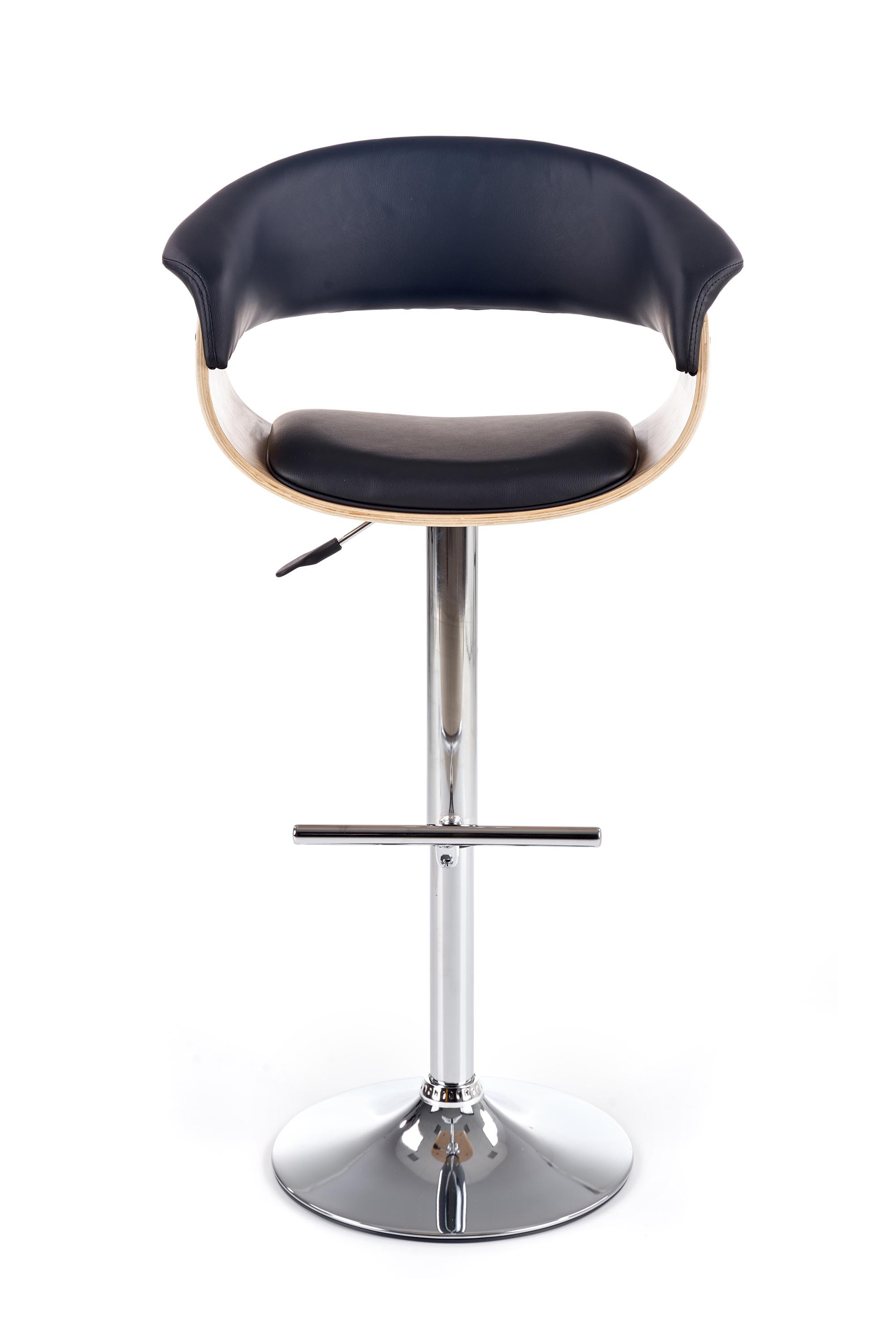 Hoker H45 w kolorze jasnego dębu i czarnej eko skóry – widok z przodu.