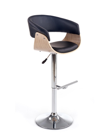 H45 Hoker Jasny Dąb/Czarny | Stal Chromowana/Eco Skóra - Komfort i Styl