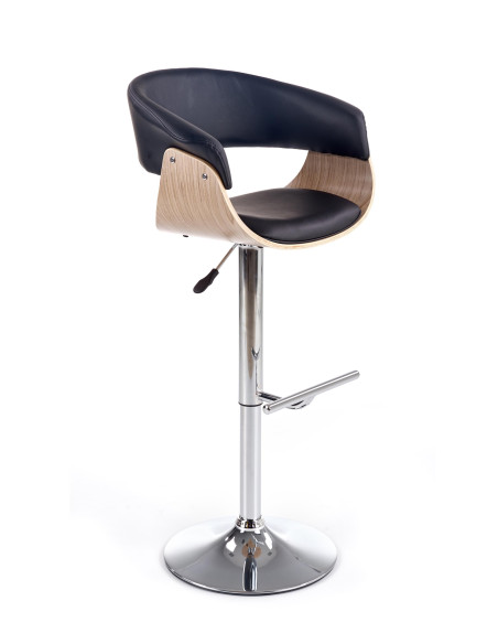 H45 Hoker Jasny Dąb/Czarny | Stal Chromowana/Eco Skóra - Komfort i Styl