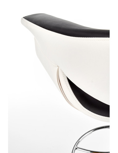 H46 Hoker Biało-Czarny | Stal Chromowana/Eco Skóra - Kontrastowy Styl