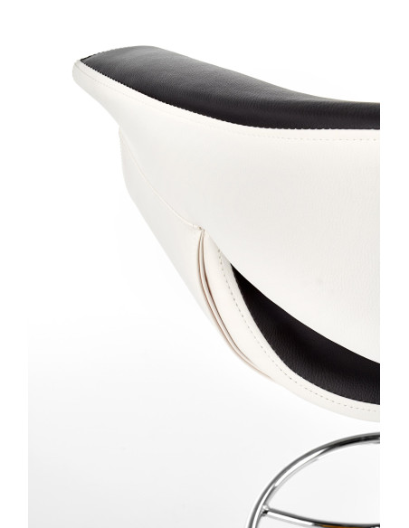 H46 Hoker Biało-Czarny | Stal Chromowana/Eco Skóra - Kontrastowy Styl