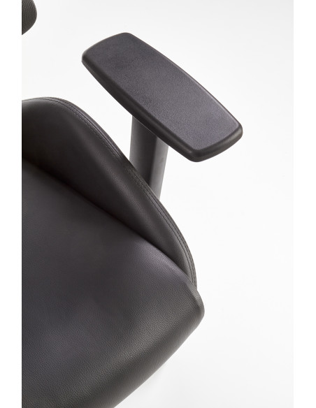 HASEL Fotel Czarny-Popiel | Eco Skóra Regulowane Podłokietniki MULTIBLOCK