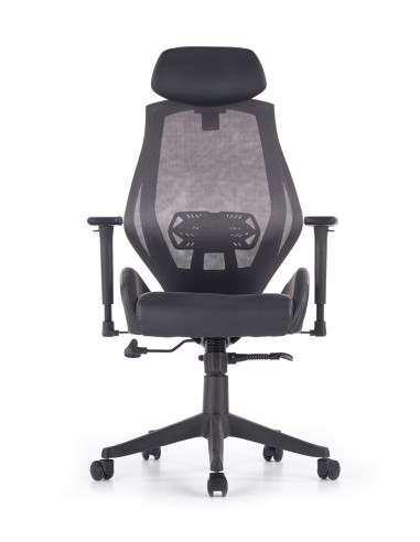 HASEL Fotel Czarny-Popiel | Eco Skóra Regulowane Podłokietniki MULTIBLOCK