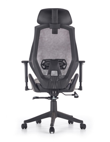 HASEL Fotel Czarny-Popiel | Eco Skóra Regulowane Podłokietniki MULTIBLOCK