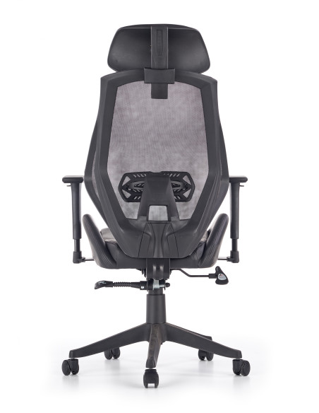 HASEL Fotel Czarny-Popiel | Eco Skóra Regulowane Podłokietniki MULTIBLOCK