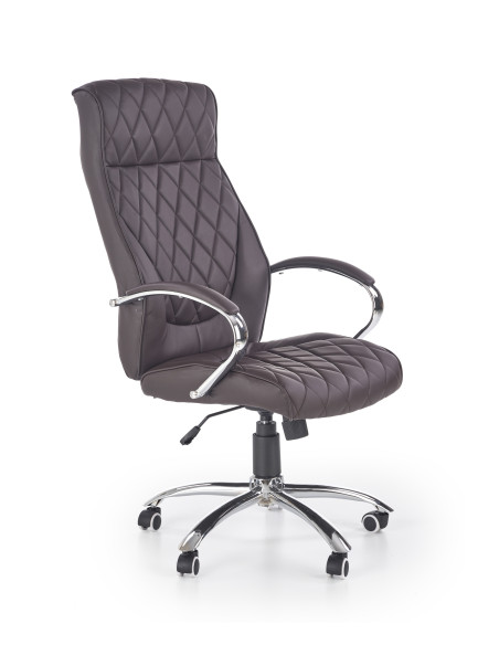 HILTON Fotel Gabinetowy Czekoladowy Eco Skóra Pikowana / Chrom - Stylowy