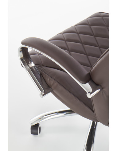 HILTON Fotel Gabinetowy Czekoladowy Eco Skóra Pikowana / Chrom - Stylowy