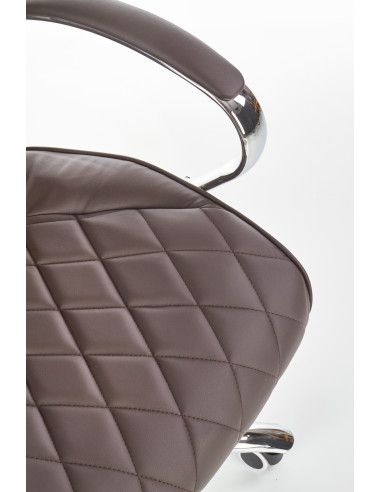 HILTON Fotel Gabinetowy Czekoladowy Eco Skóra Pikowana / Chrom - Stylowy