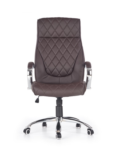 HILTON Fotel Gabinetowy Czekoladowy Eco Skóra Pikowana / Chrom - Stylowy