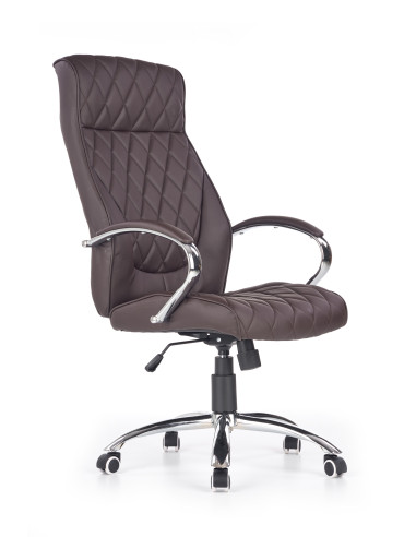 HILTON Fotel Gabinetowy Czekoladowy Eco Skóra Pikowana / Chrom - Stylowy