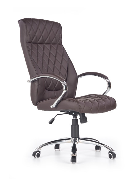 HILTON Fotel Gabinetowy Czekoladowy Eco Skóra Pikowana / Chrom - Stylowy
