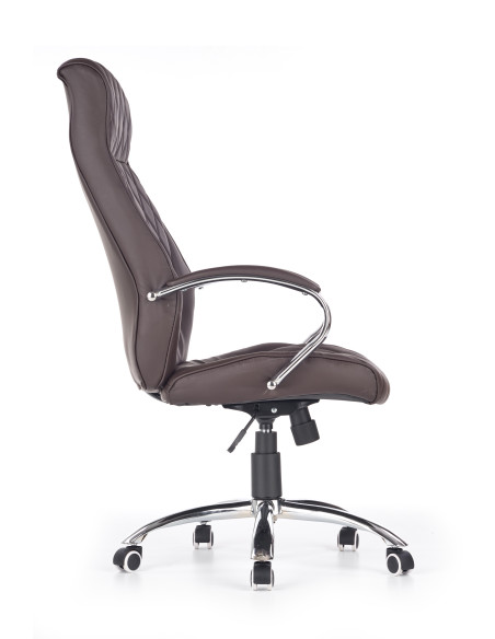HILTON Fotel Gabinetowy Czekoladowy Eco Skóra Pikowana / Chrom - Stylowy