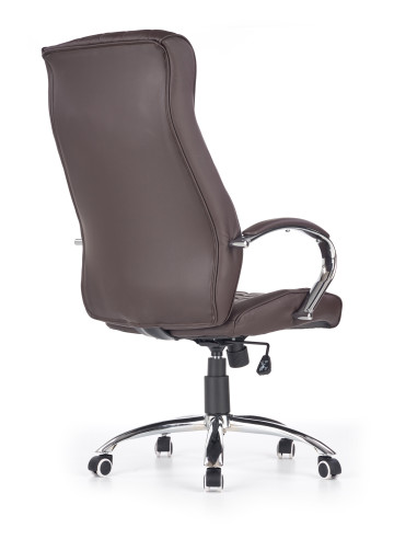 HILTON Fotel Gabinetowy Czekoladowy Eco Skóra Pikowana / Chrom - Stylowy