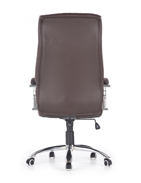 HILTON Fotel Gabinetowy Czekoladowy Eco Skóra Pikowana / Chrom - Stylowy