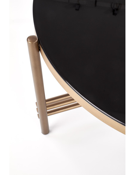 ISMENA Ława fi80/41 cm | Szkło Czarne/ Stelaż Złoty - Glamour w Salonie