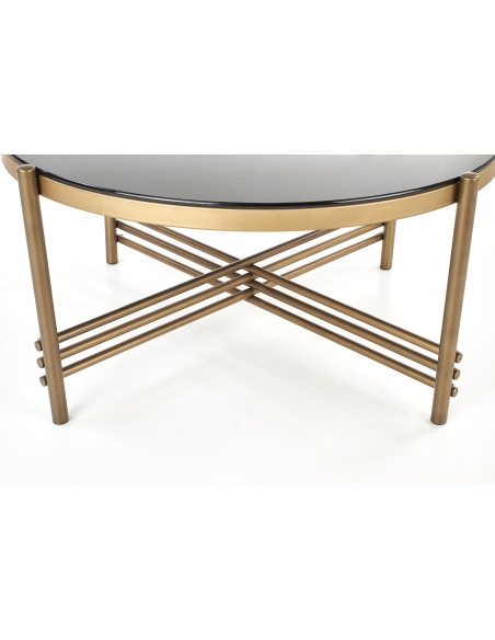 ISMENA Ława fi80/41 cm | Szkło Czarne/ Stelaż Złoty - Glamour w Salonie