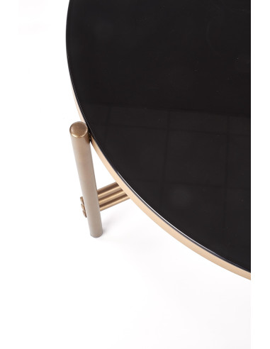 ISMENA Ława fi80/41 cm | Szkło Czarne/ Stelaż Złoty - Glamour w Salonie