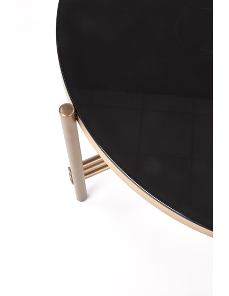 ISMENA Ława fi80/41 cm | Szkło Czarne/ Stelaż Złoty - Glamour w Salonie