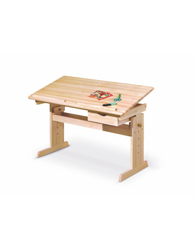 JULIA Biurko Drewniane 109/55/63 cm z Regulowaną Wysokością Oraz Kątem Blatu