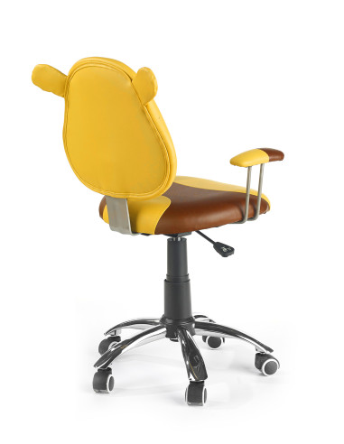 KUBUŚ Fotel Młodzieżowy Brązowo-Żółta Eco Skóra - Radosny Design