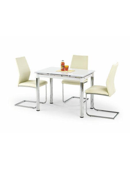 Stół rozkładany szklany LOGAN 2 stal chromowana - biały